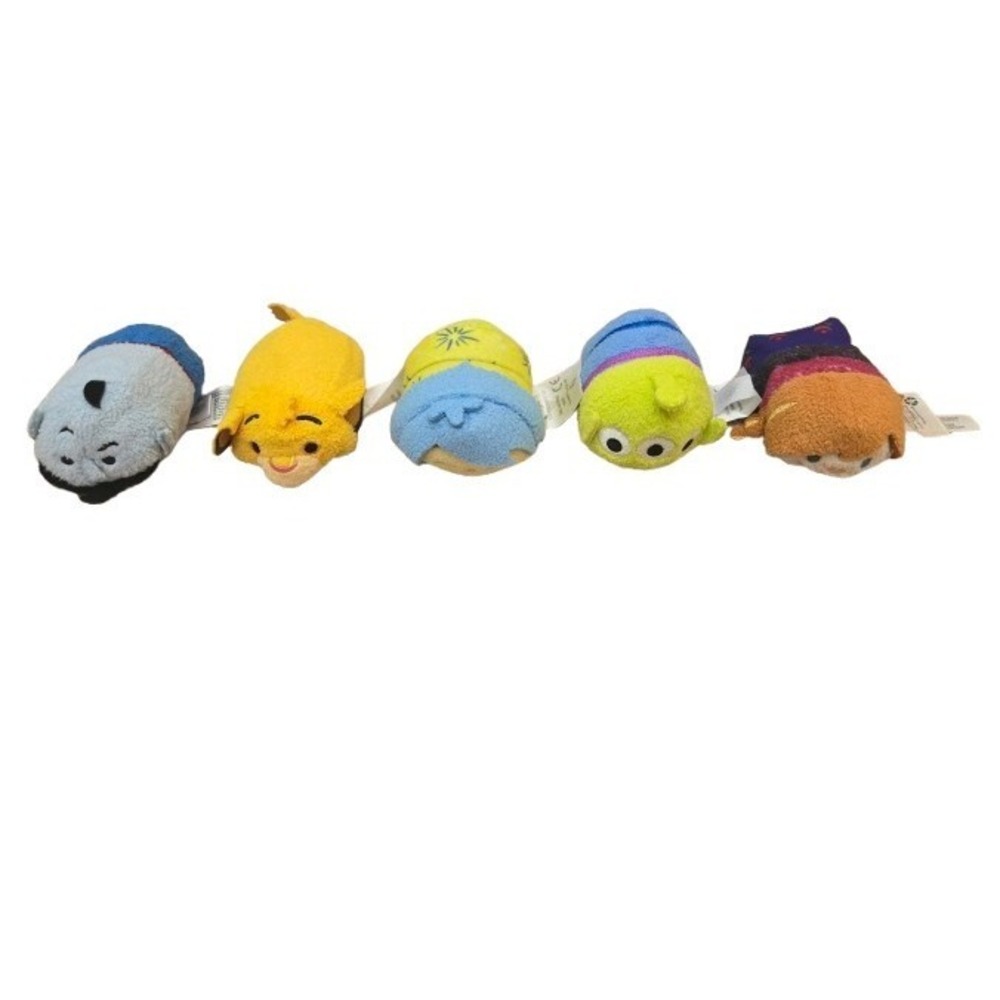 Disney Lot Of‎ 5 2" Mini Tsum Tsum Plush Aladdin Anna Sadness Simba Green Alien
